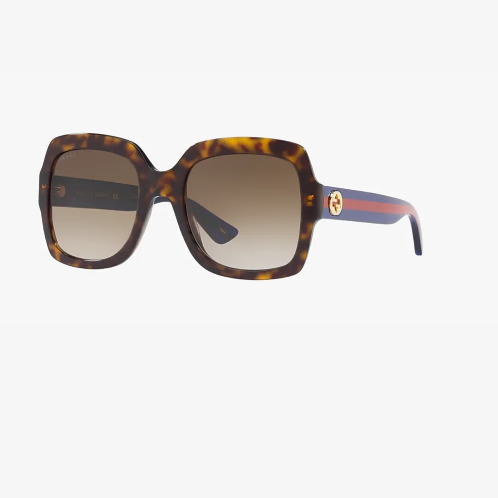 GUCCI Women Sunglasses Rectangular 54mm Brown Havana Blue GG Logo
